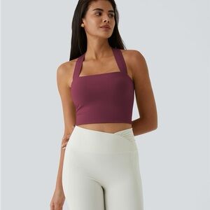 Halara Backless Padded Crisscross Tie Back Cool Touch Workout Cropped Tank Top L